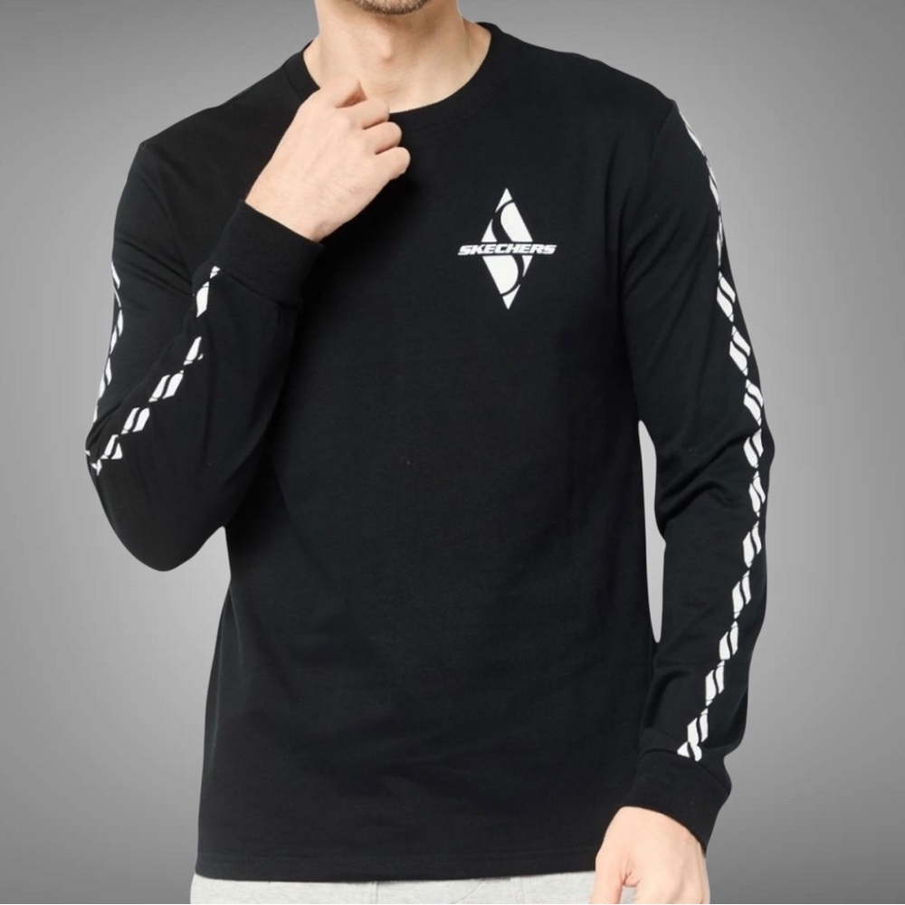 MENS LONG SLEEVE DIAMOND CHAIN T-SHIRT SIZE XL